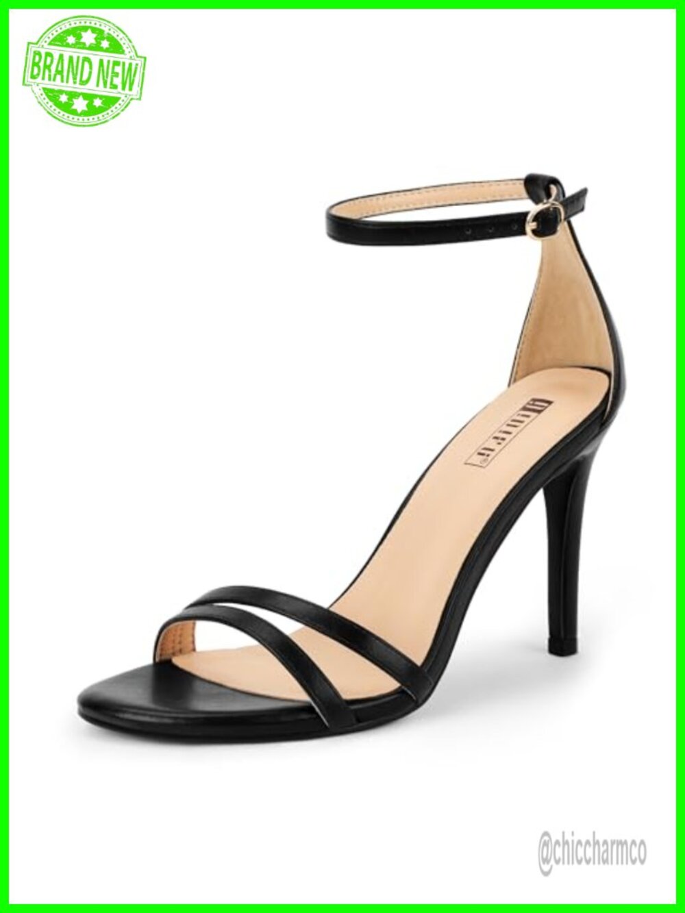 Stiletto High Heel Sandals with Adjustable Ankle Strap - Open Toe, 4 Inch Heels